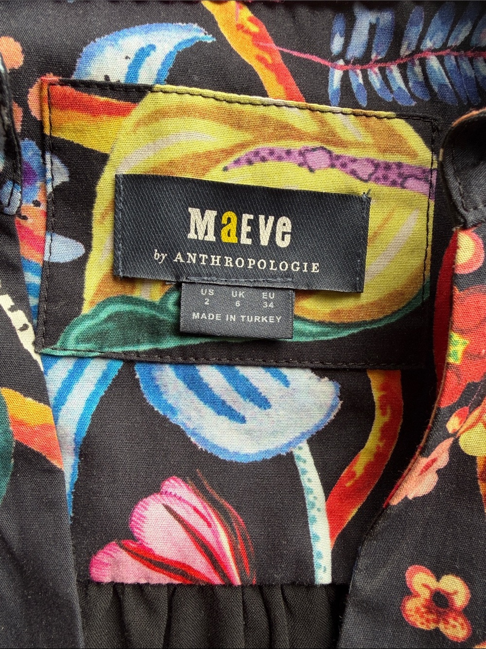 Anthropologie Maeve Black Floral & Animal Print Fit-and-Flare Dress w/ pockets! - Picture 4 of 4